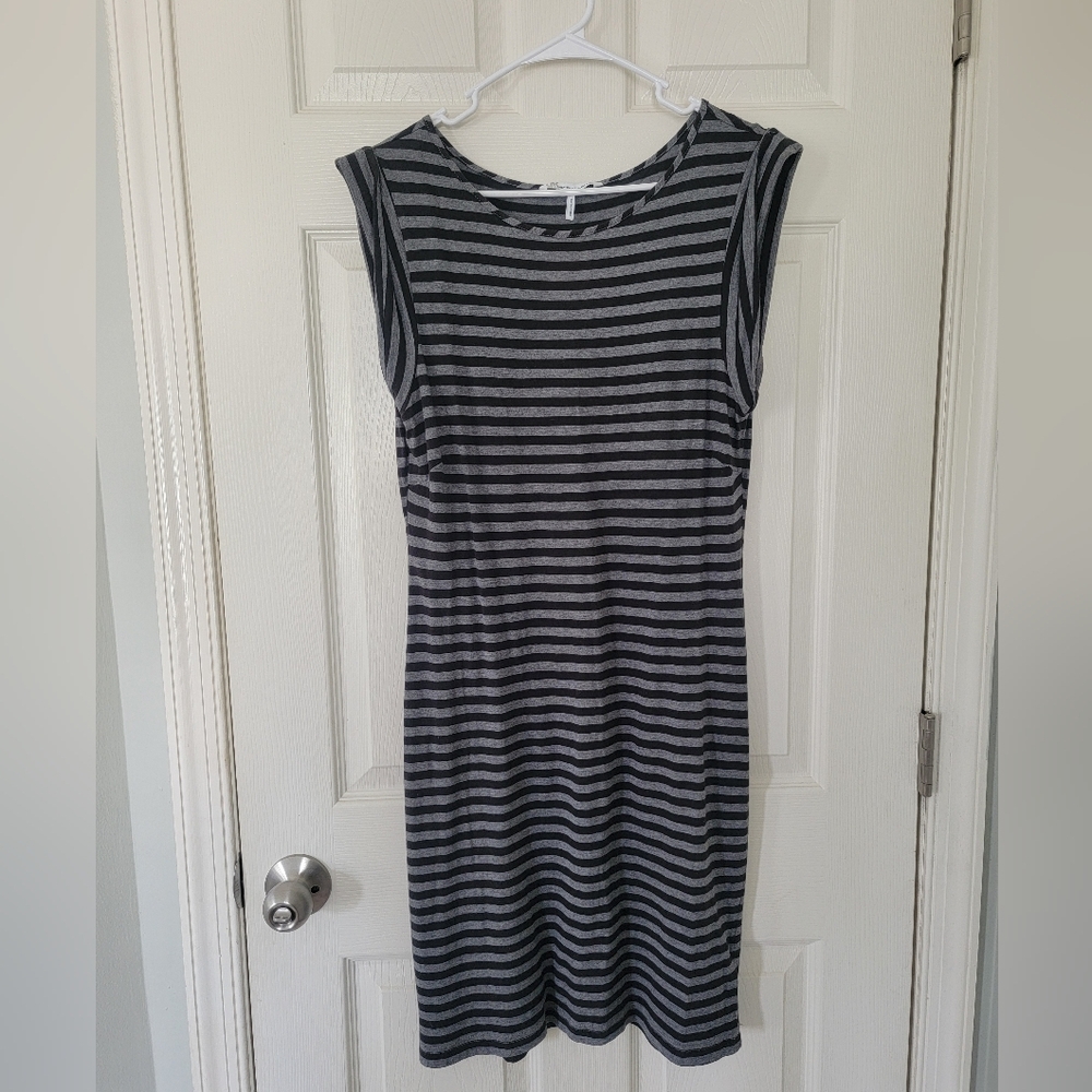 French Connection Charcoal and Gray Striped Dress